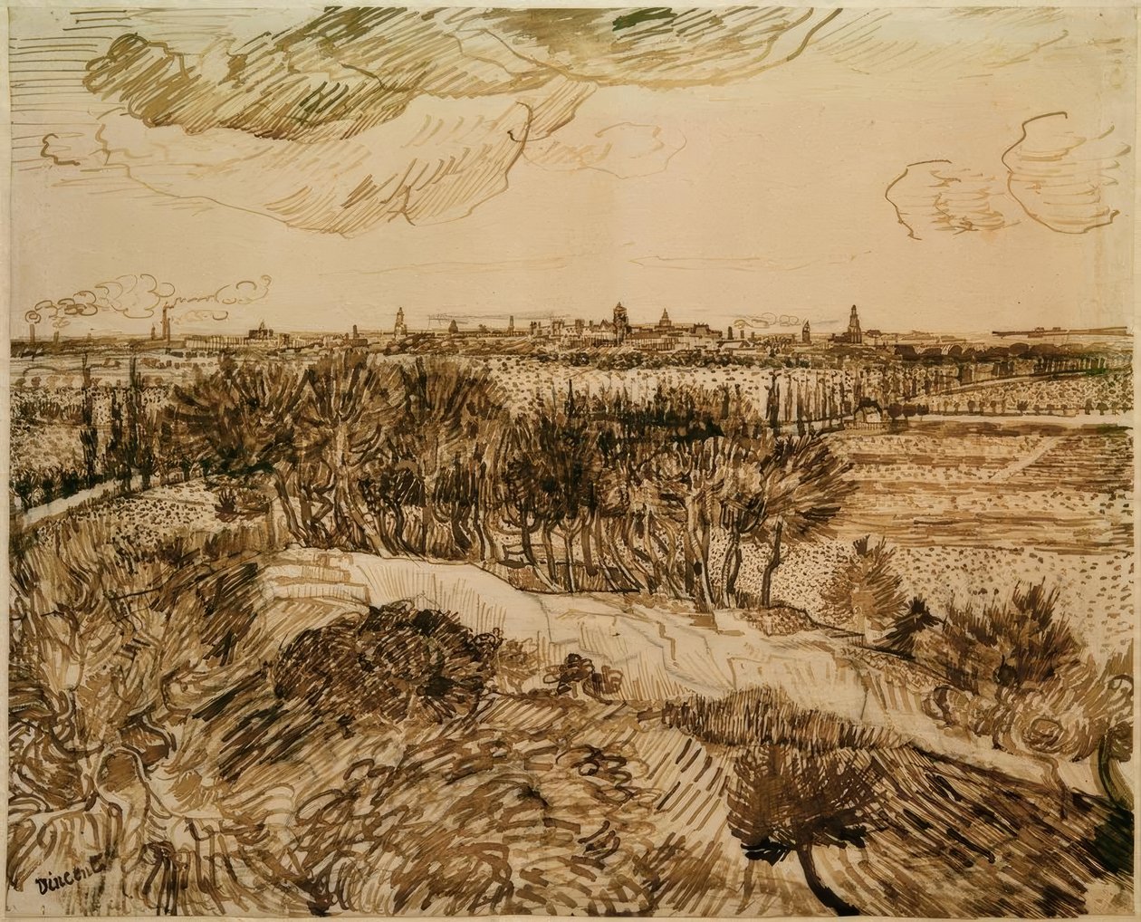 Uitzicht op Arles vanaf Montmajour door Vincent van Gogh