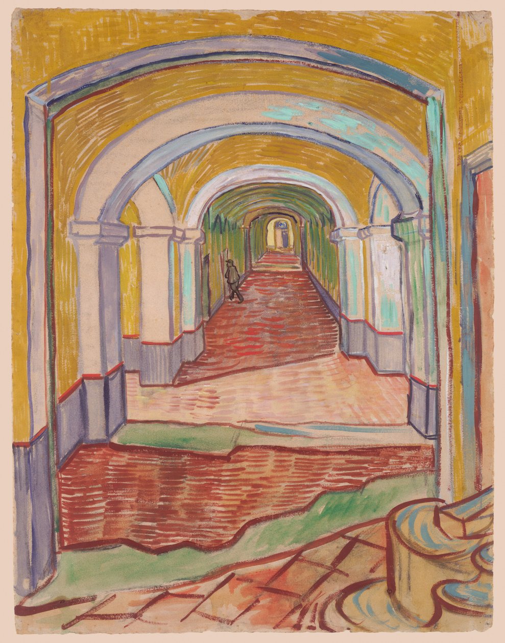 Gang in het gesticht door Vincent van Gogh
