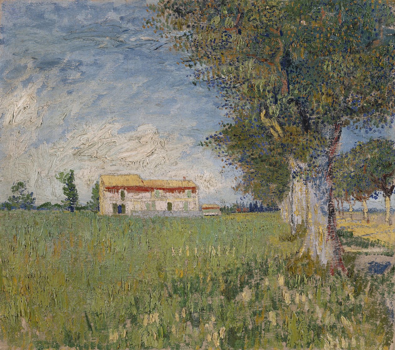 Boerderij in een tarweveld door Vincent van Gogh