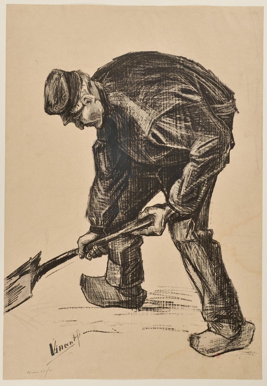 [Man die de grond omspit] door Vincent van Gogh