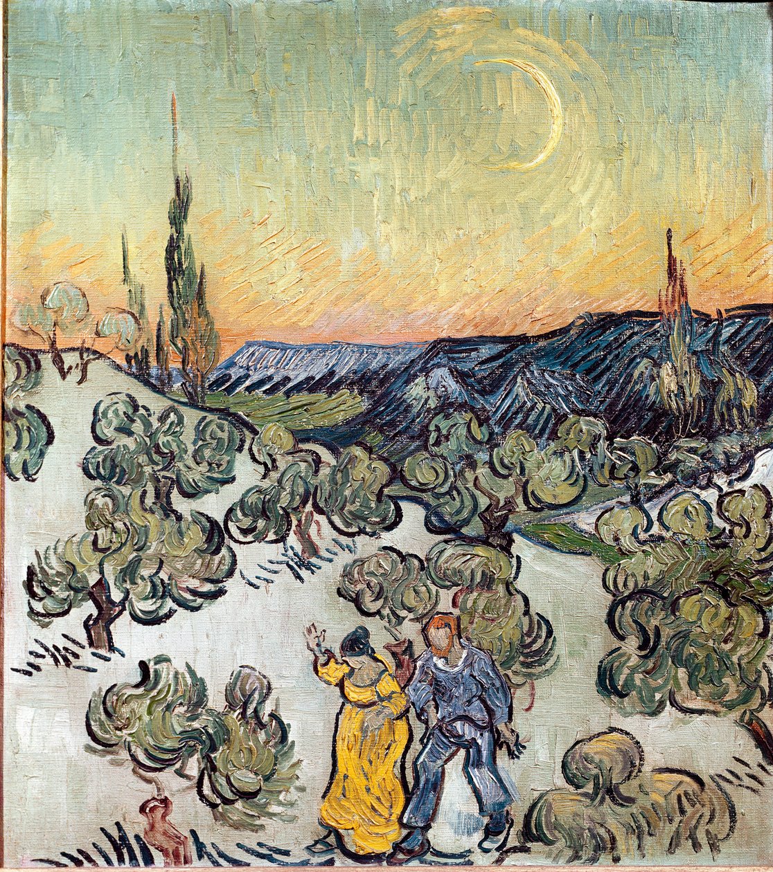 Landschap bij schemering (Saint Remy) door Vincent van Gogh