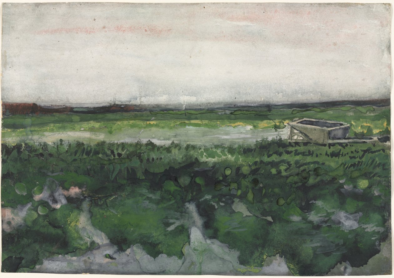 Landschap met kruiwagen door Vincent van Gogh