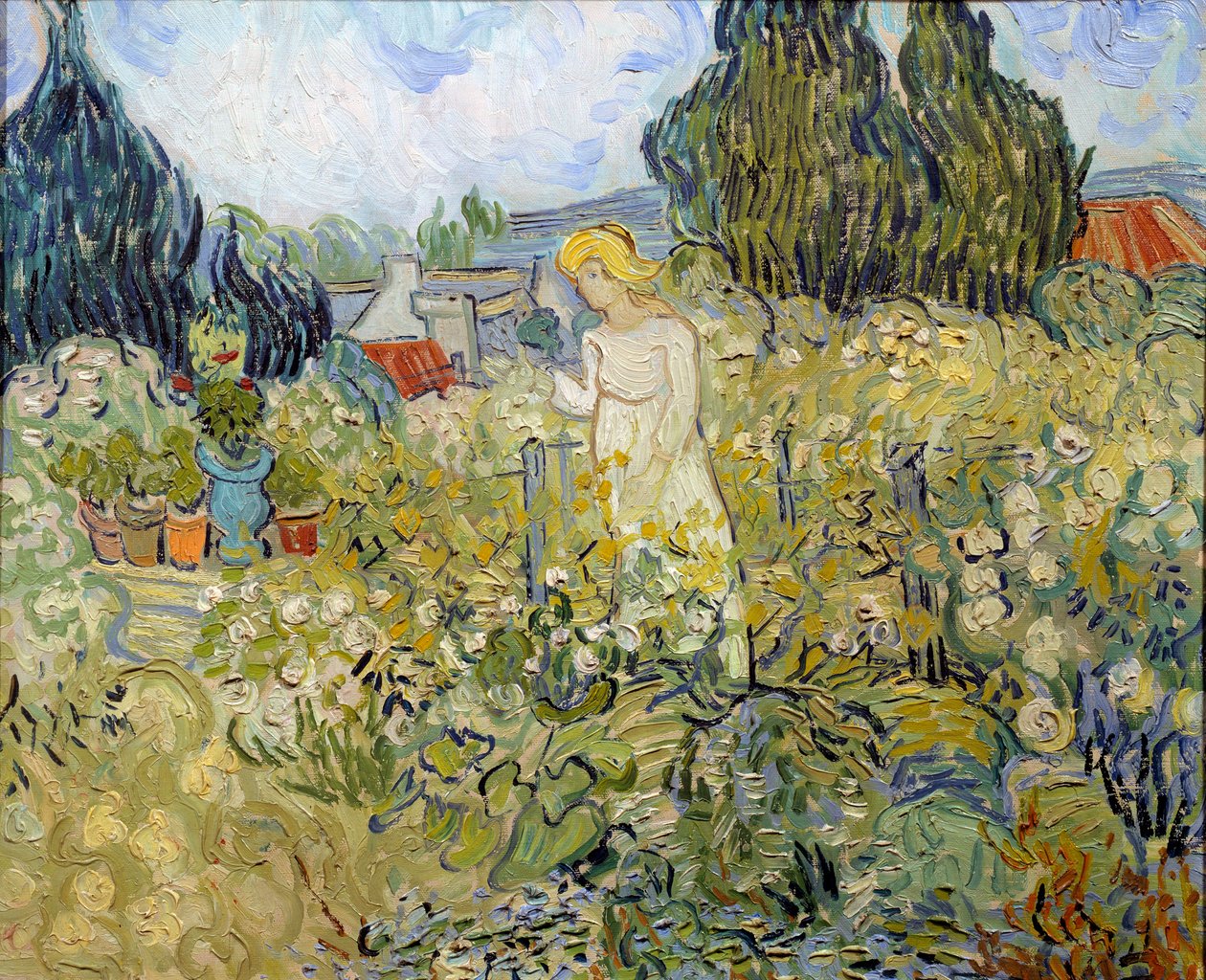 Mademoiselle Gachet in haar tuin in Auvers sur Oise door Vincent van Gogh