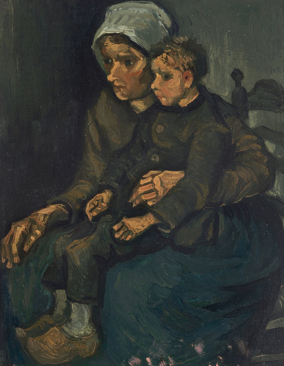 Boerin met kind op schoot door Vincent van Gogh