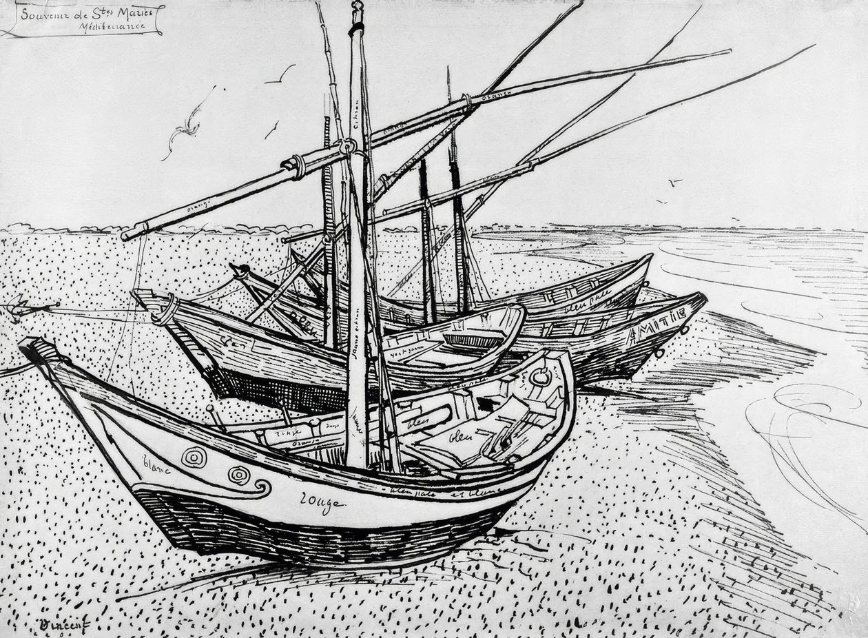 Zeilboten in Saintes-Maries door Vincent van Gogh