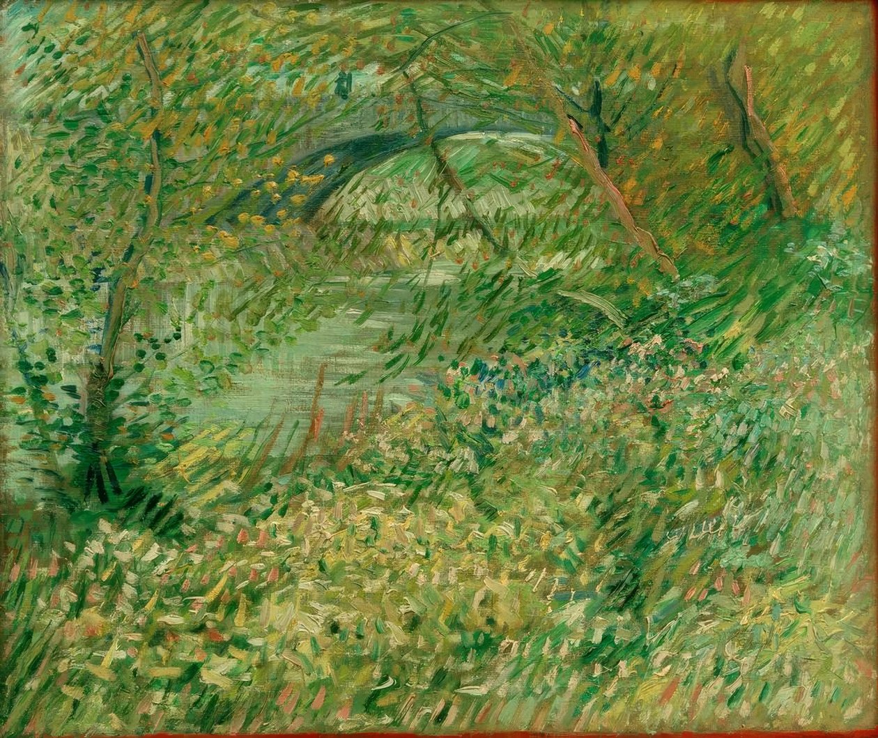 Seine-oever in de lente bij Pont de Clichy door Vincent van Gogh
