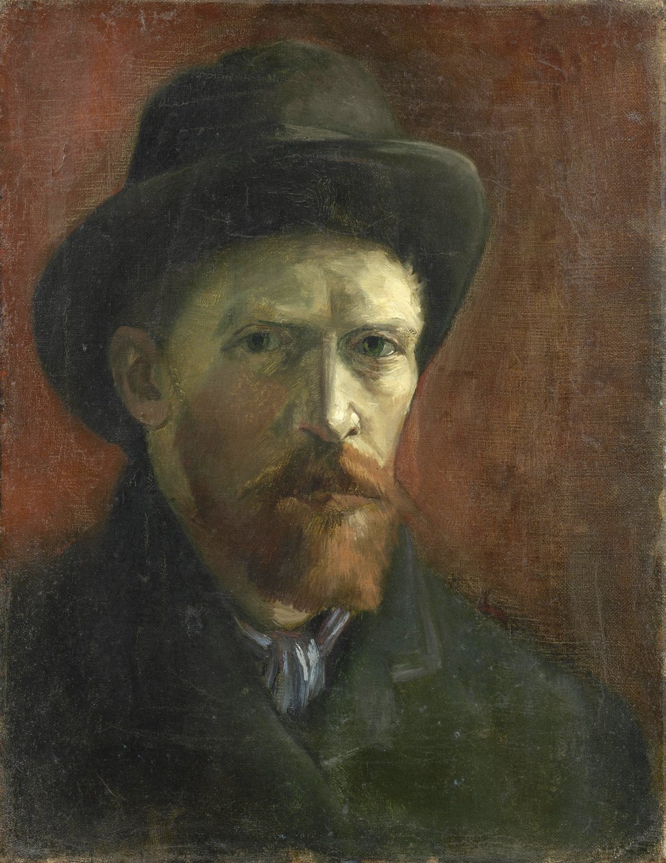 Zelfportret met vilten hoed door Gogh, Vincent, van (1853-1890). Olieverf op doek, afmetingen: 41,5x32,5 door Vincent van Gogh