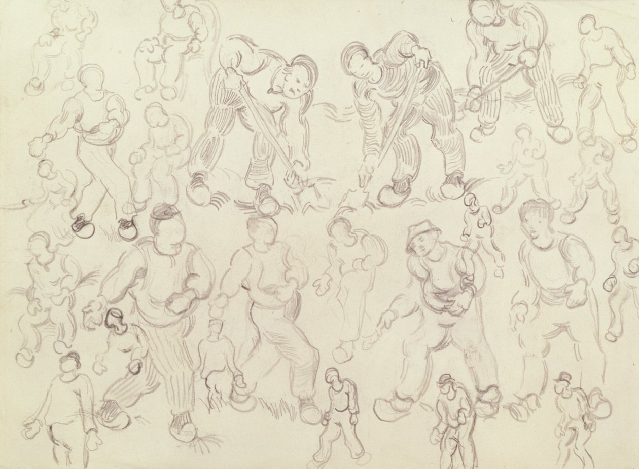 Studies van Boeren aan het Werk, Zaaien en Graven door Vincent van Gogh