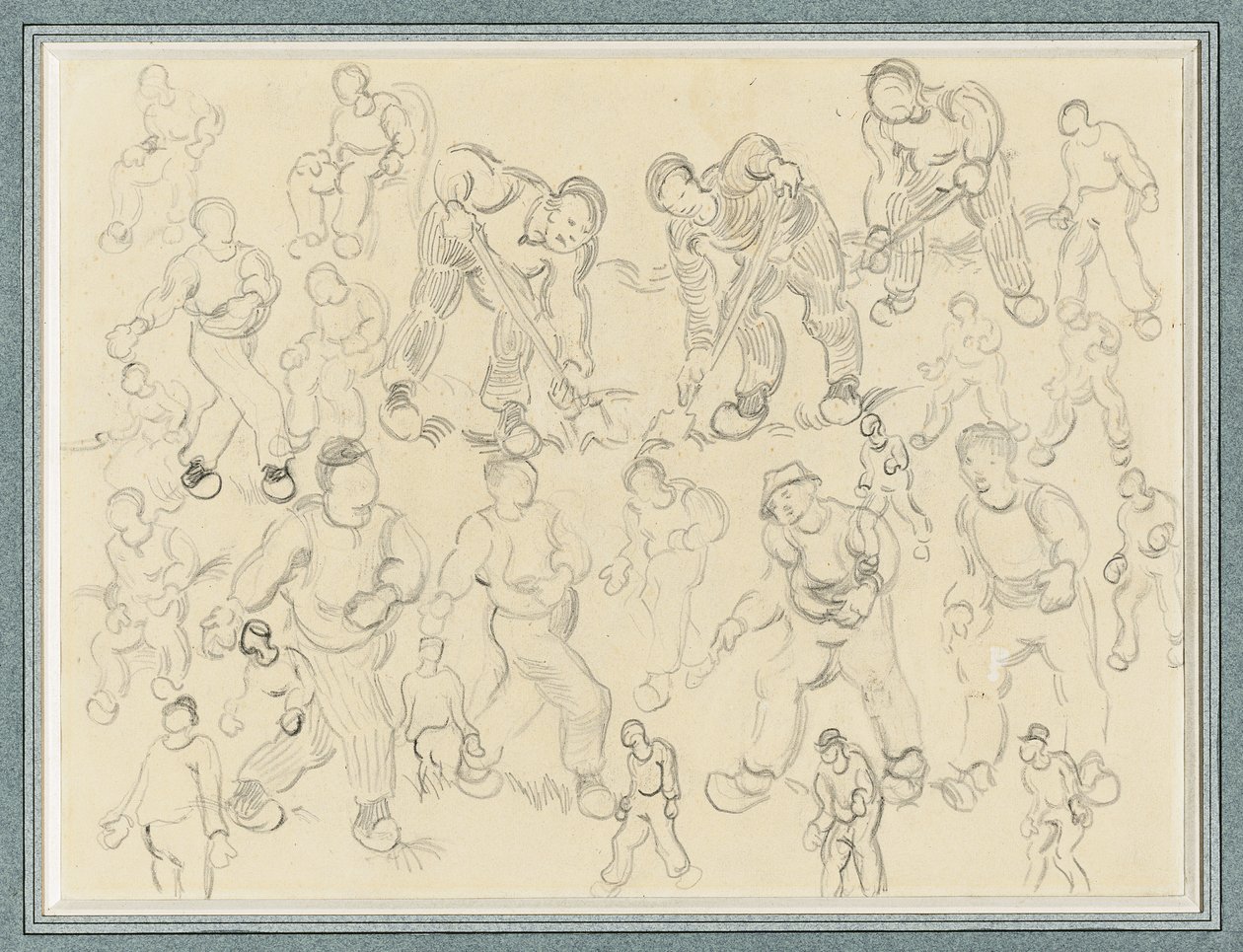 Studies van werkende boeren: Zaaiers en gravers door Vincent van Gogh
