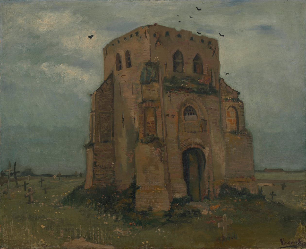 De oude kerktoren in Nuenen door Vincent van Gogh