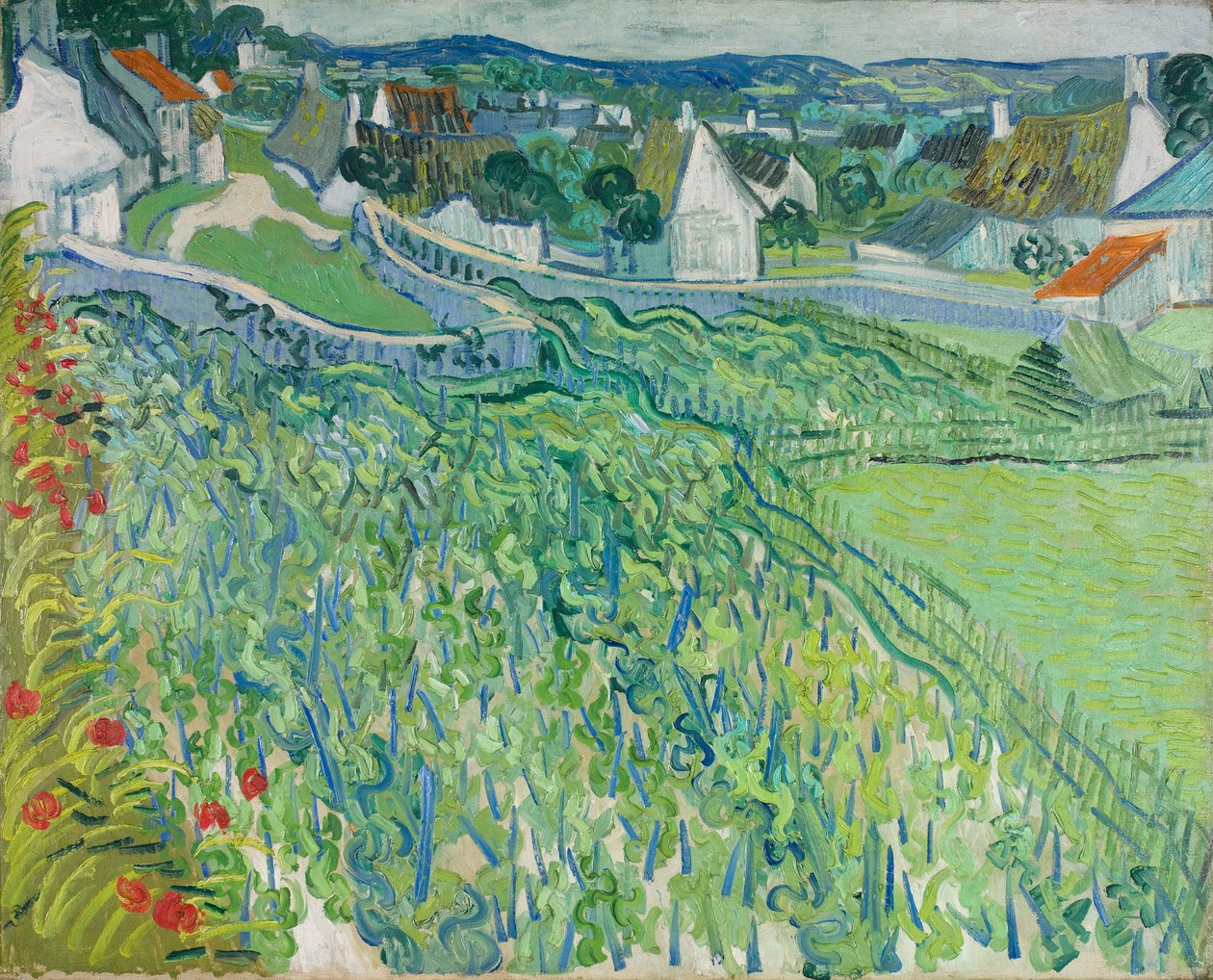 Wijngaarden bij Auvers, juni 1890 (olieverf op doek) door Vincent van Gogh