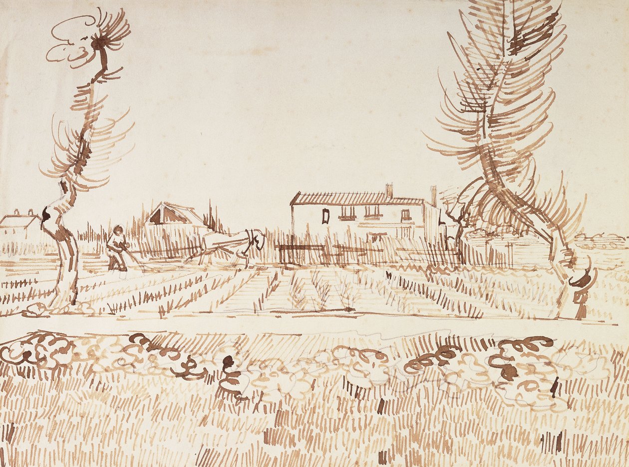 Werk op de Velden in Arles door Vincent van Gogh