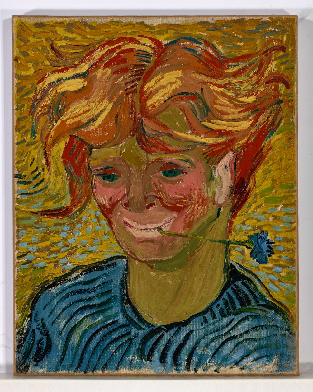 Jonge man met korenbloem door Vincent van Gogh