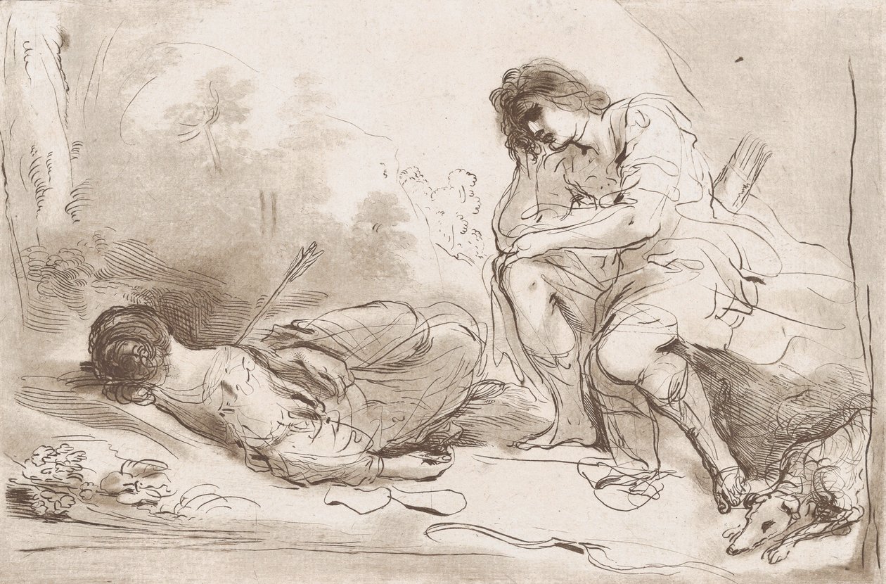 Cephalus en Procris, 1764-98 door Vincenzio Vangelisti