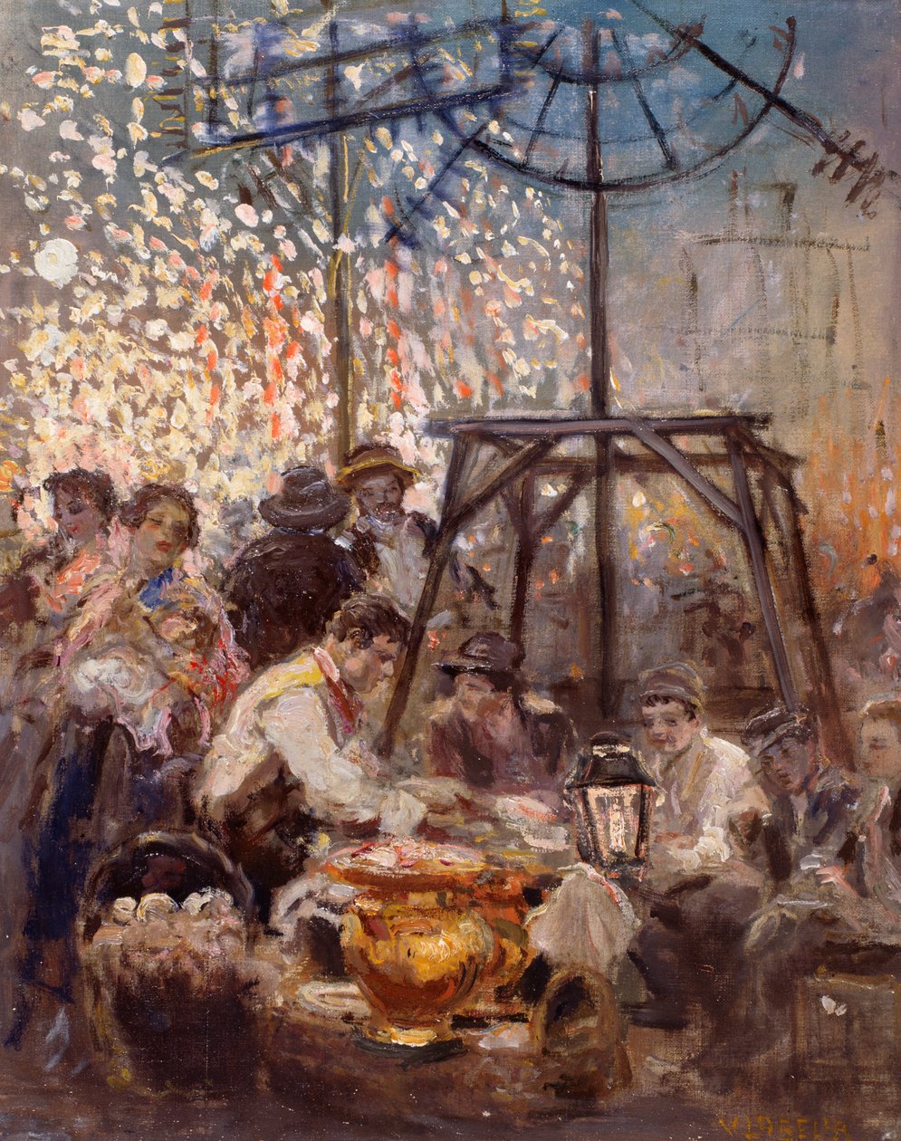 Octopusverkoper in Piedigrotta, door Vincenzo La Bella (1872-1954) door Vincenzo La Bella