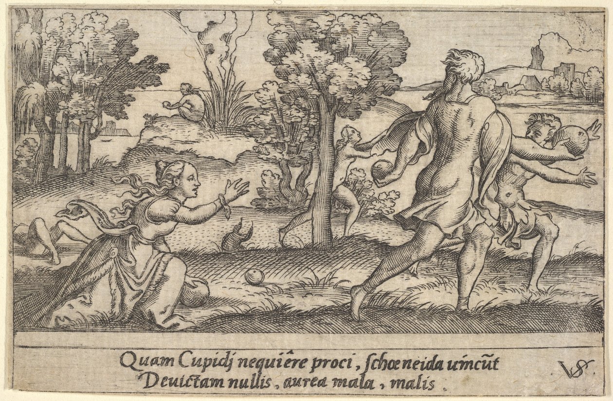 Atalanta en Hippomenes door Virgil Solis