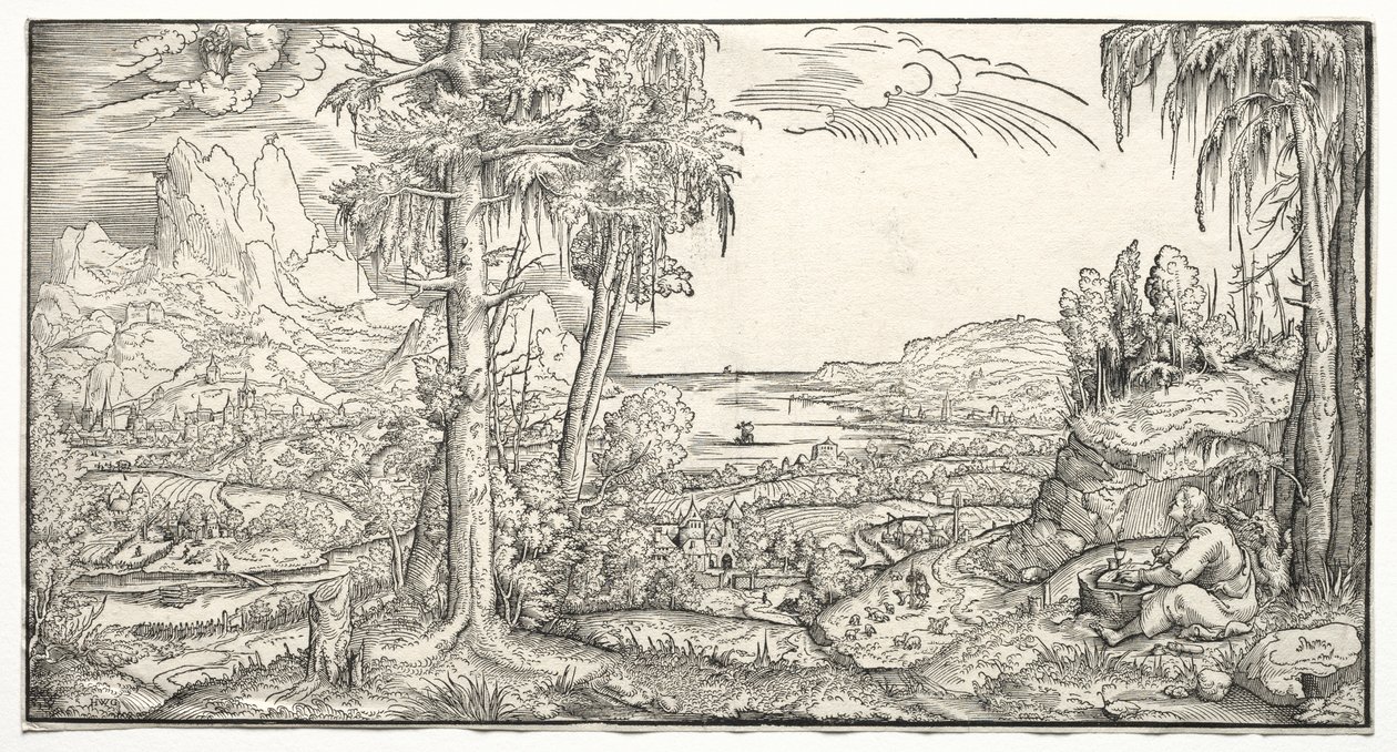 St. Johannes op het eiland Patmos, ca. 1545-55 door Virgilius Solis