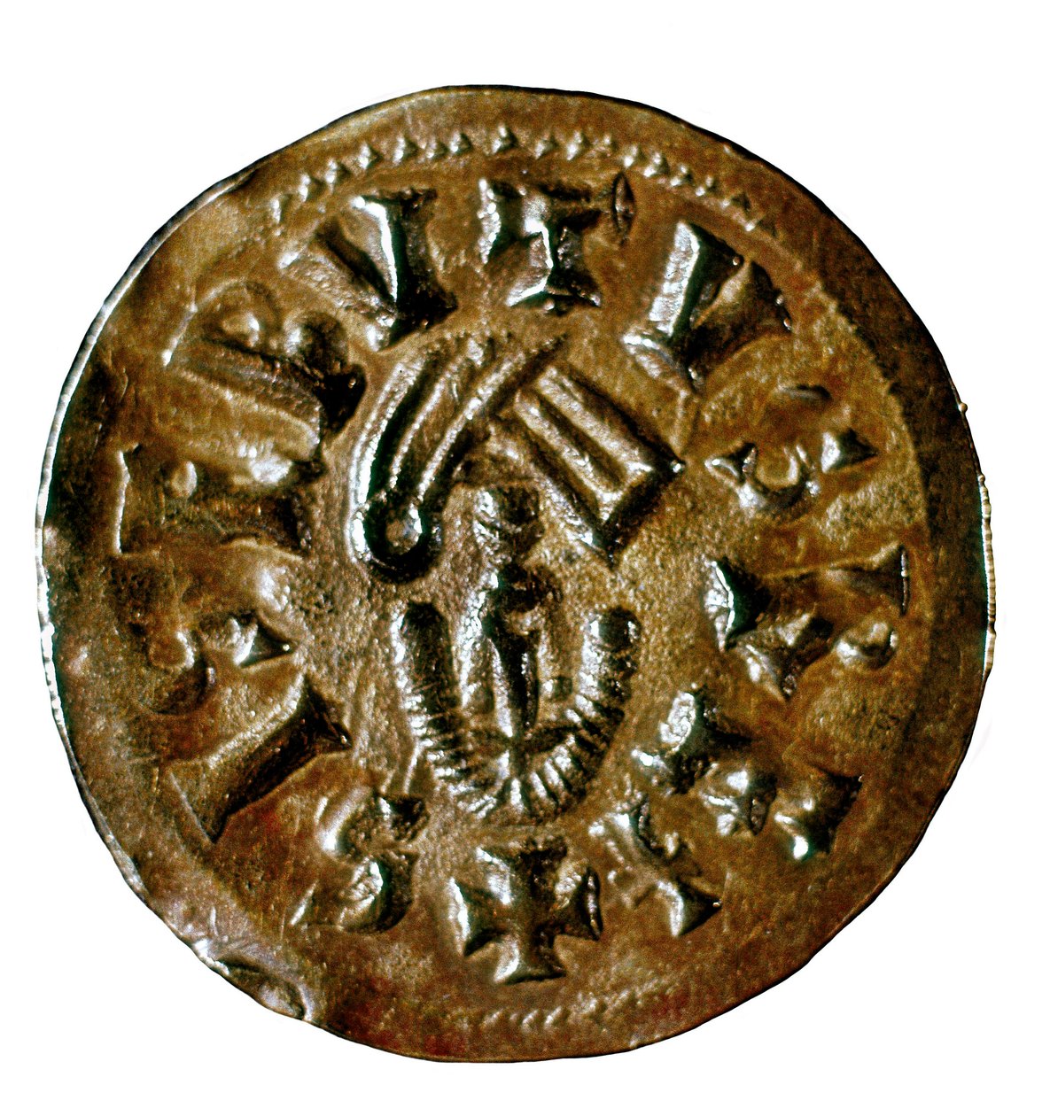Tremissis (of triens) van koning Sisenand, geslagen in Caesaraugusta (Zaragoza), Spanje, 7e eeuw door Visigothic