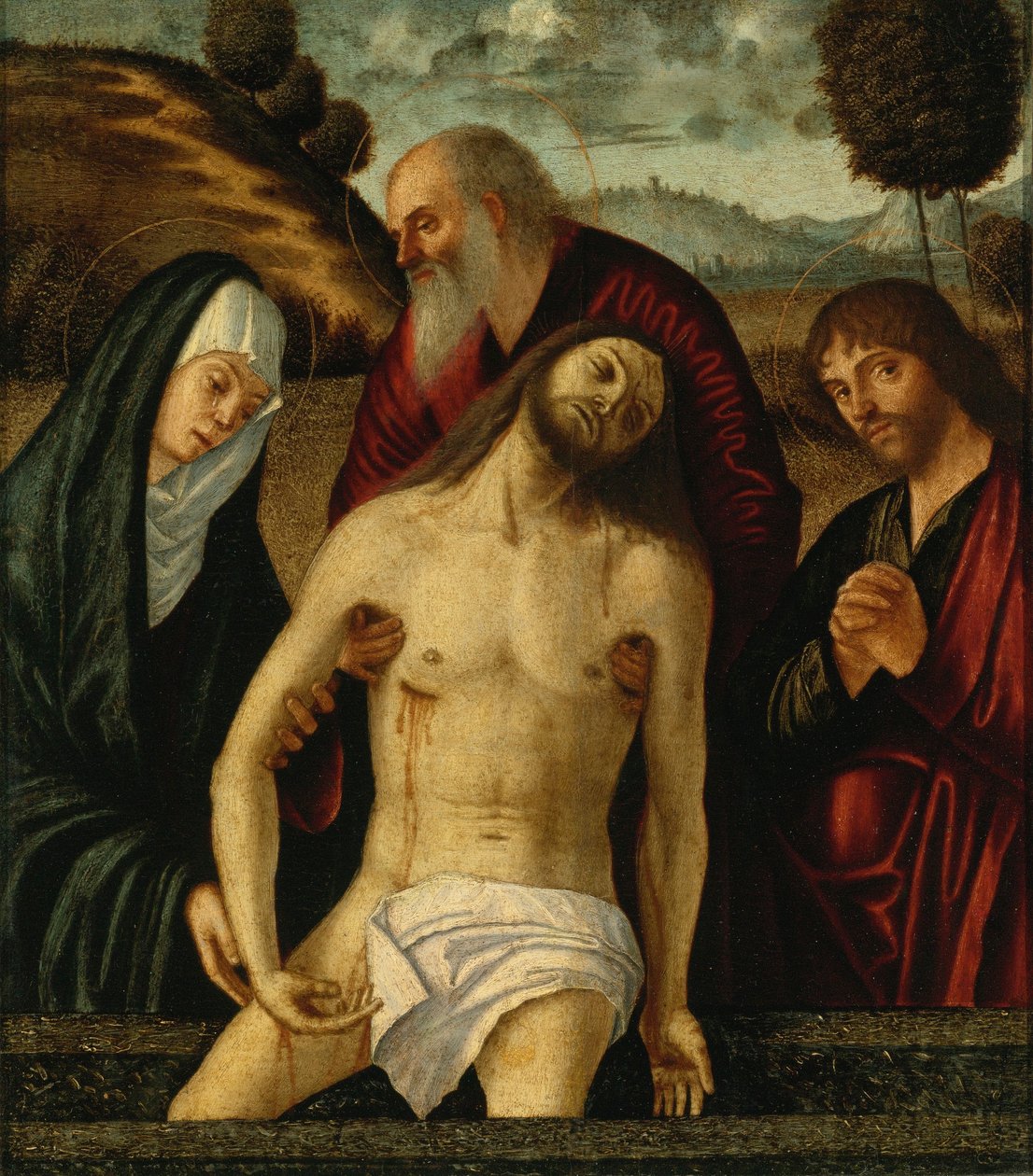 Carpaccio - DE LAMENTATIO, MET DE MADONNA EN DE ZONDE JOSEPH VAN ARIMATHEA EN JOHN DE EVANGELIST, Perocco 4 door Vittore Carpaccio