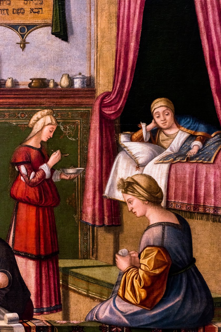 De Geboorte van de Maagd, cyclus van de Scuola degli Albanesi, circa 1502/03 (olieverf op hout) door Vittore Carpaccio