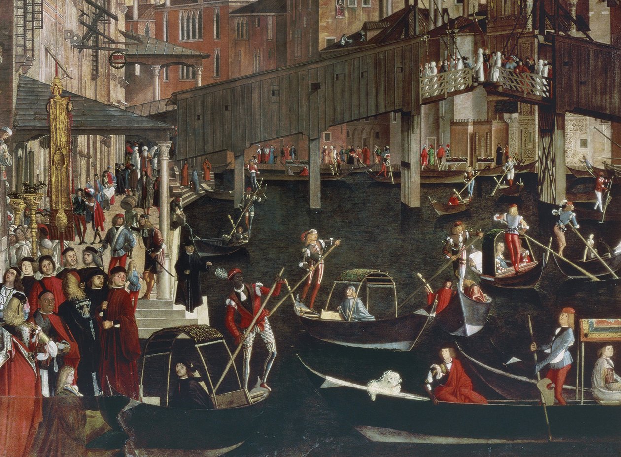Het wonder van het relikwie van het ware kruis bij de Rialtobrug door Vittore Carpaccio