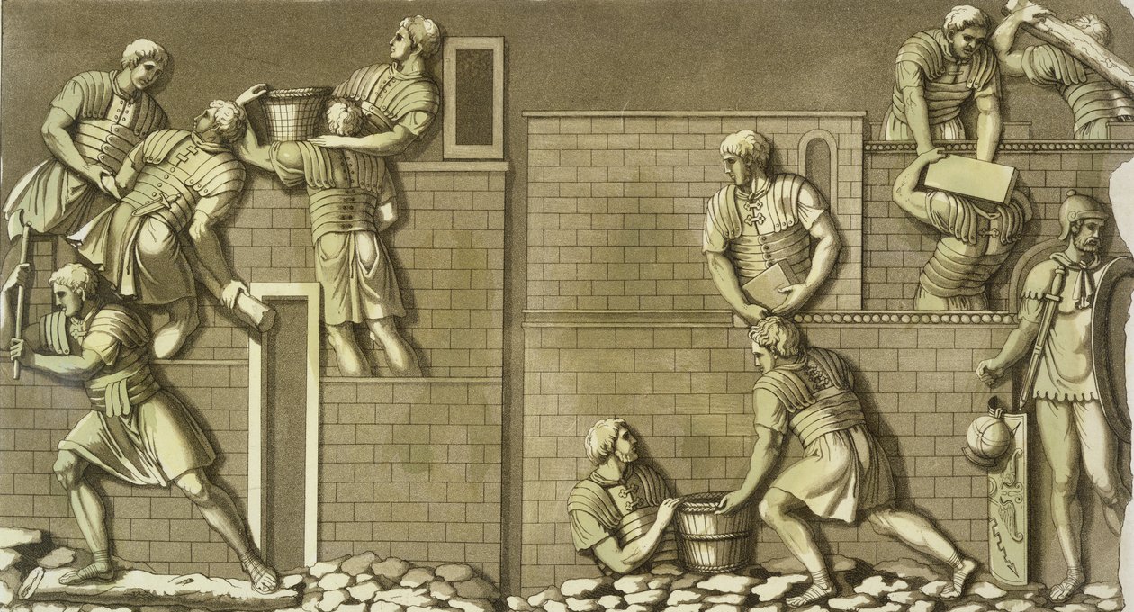 Romeinse soldaten bouwen een fort, plaat 21 uit 
