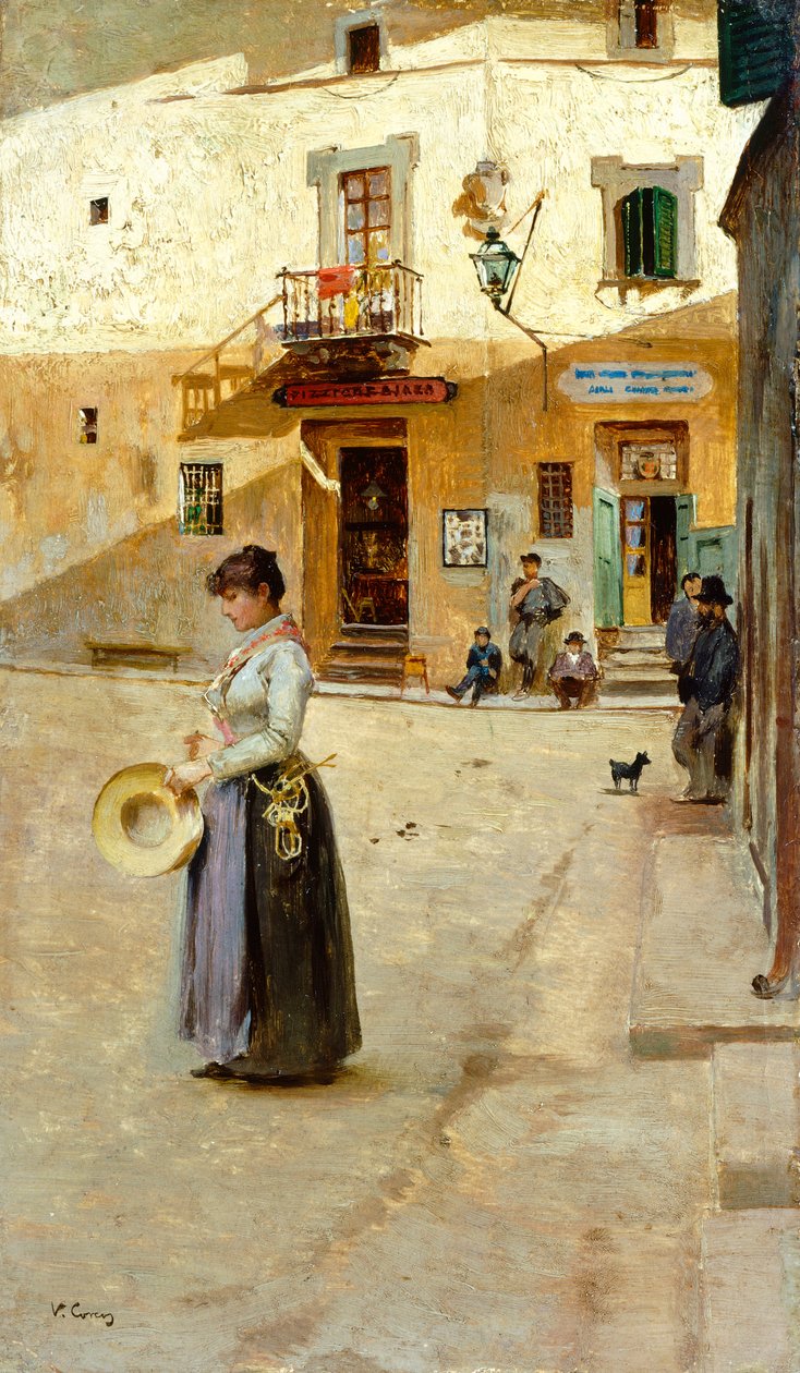 Op het plein door Vittorio Matteo Corcos (1859-1933), ca. 1885 door Vittorio Matteo Corcos