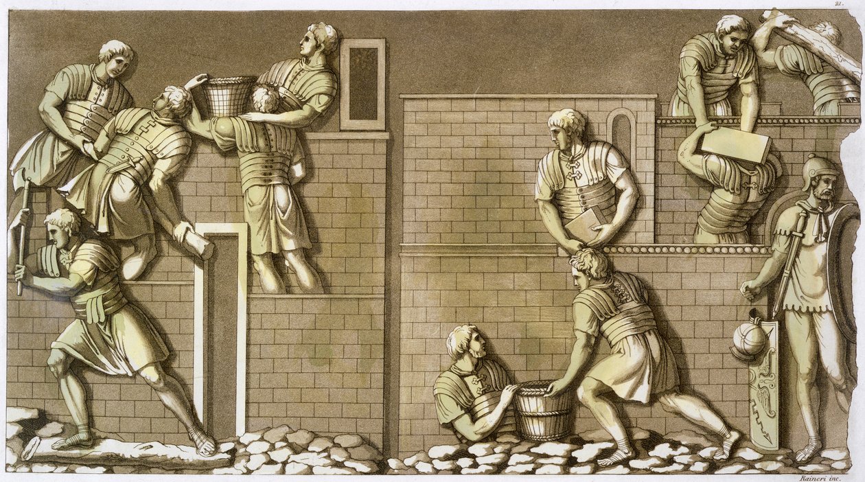 Romeinse soldaten bouwen een fort door Vittorio Raineri