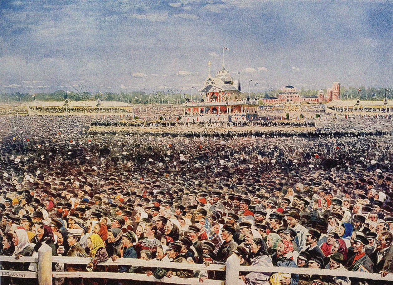 Khodynka veld op 18 mei 1896, 1899 door Vladimir Egorovic Makovsky