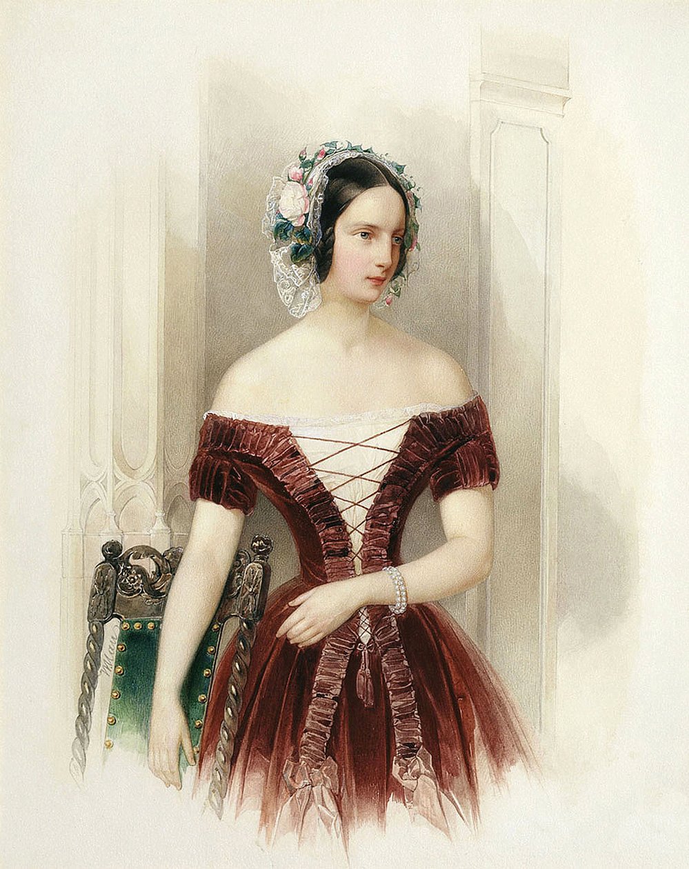 Portret van hertogin Alexandra Nikolaevna van Rusland door Vladimir Ivanovich Hau