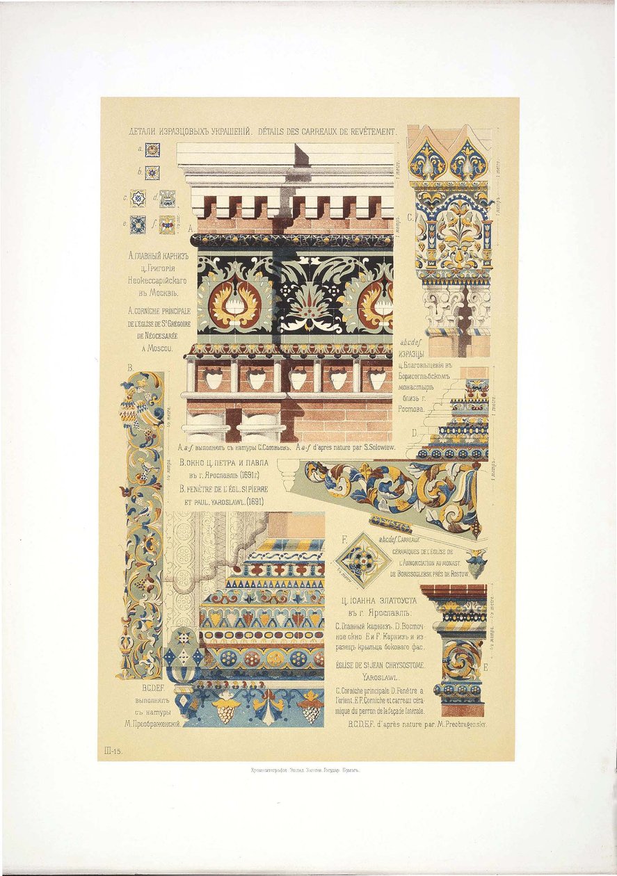Oude Russische decoratieve tegels door Vladimir Vasilyevich Suslov