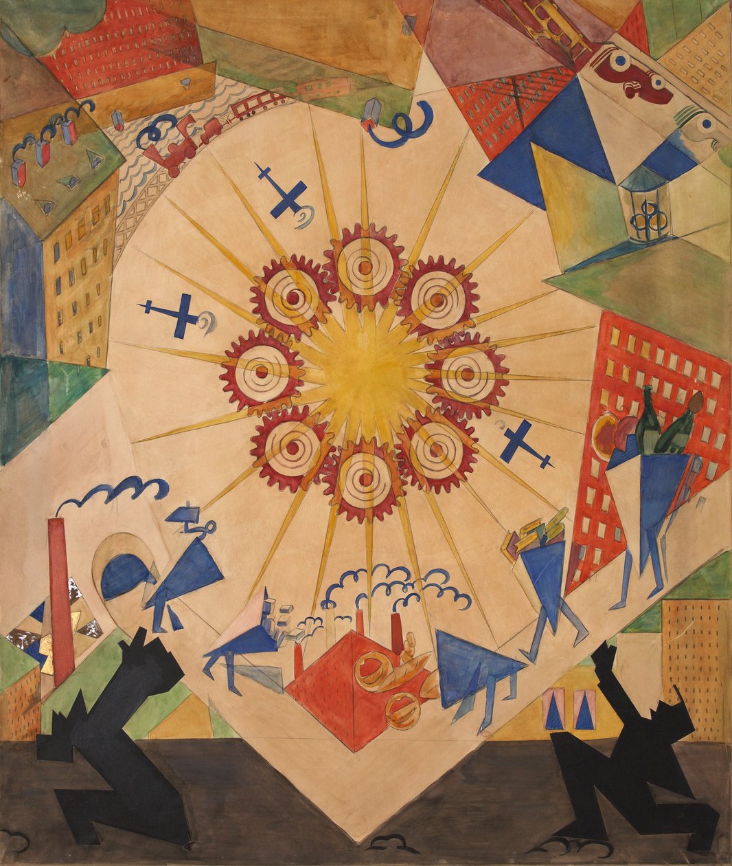 Beloofde Land. Decorontwerp voor het toneelstuk Mystery-Bouffe door Vladimir Mayakovsky, 1919 door Vladimir Vladimirovich Mayakovsky