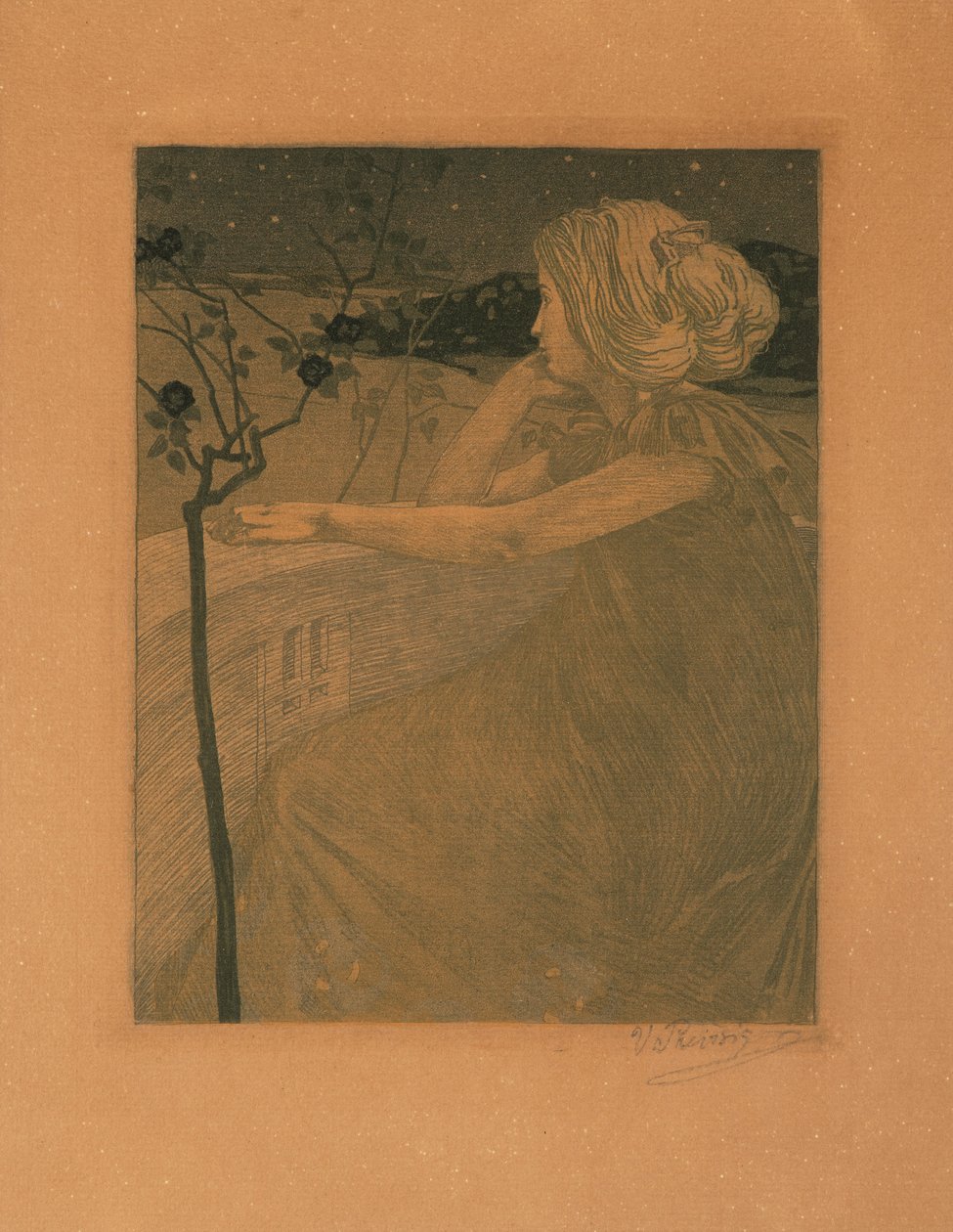 Meditatie op het balkon, 1899-1900 door Vojtěch Preissig