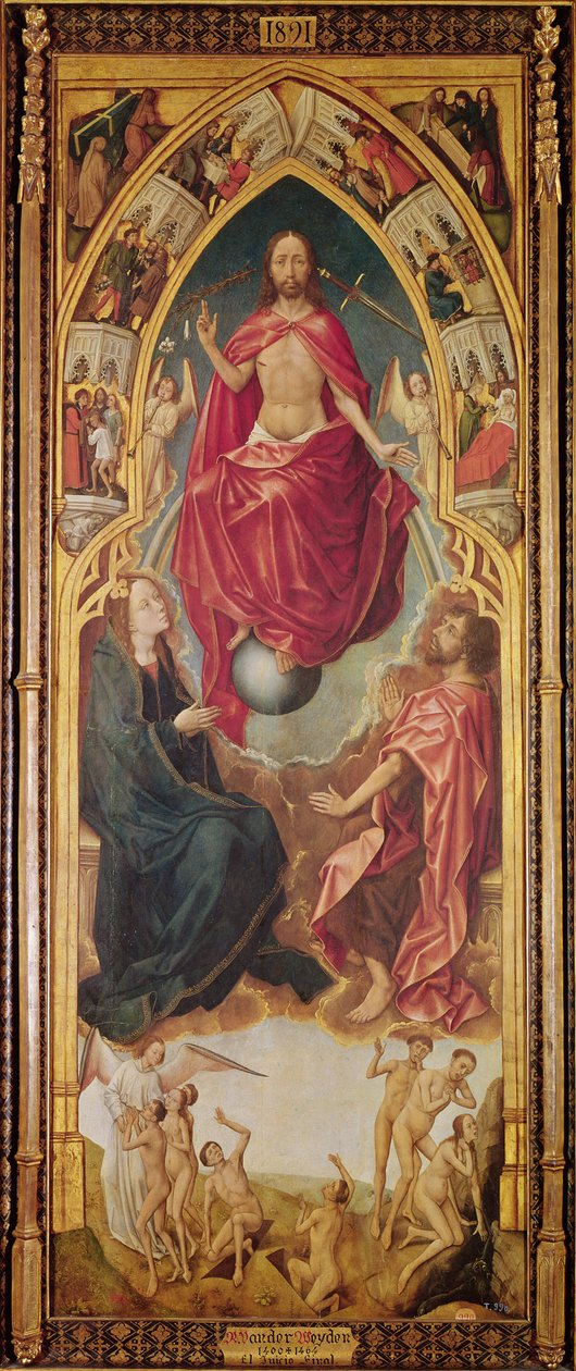 Het Laatste Oordeel en de Opstanding van de Doden, linker paneel van het Verlossing Drieluik, c.1460 door Vrancke van der Stockt