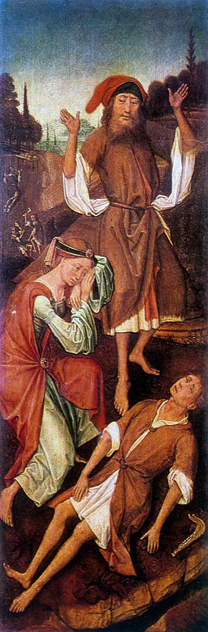 Adam en Eva Huilend over het Lichaam van Abel, c1440-1495 door Vrancke van der Stockt