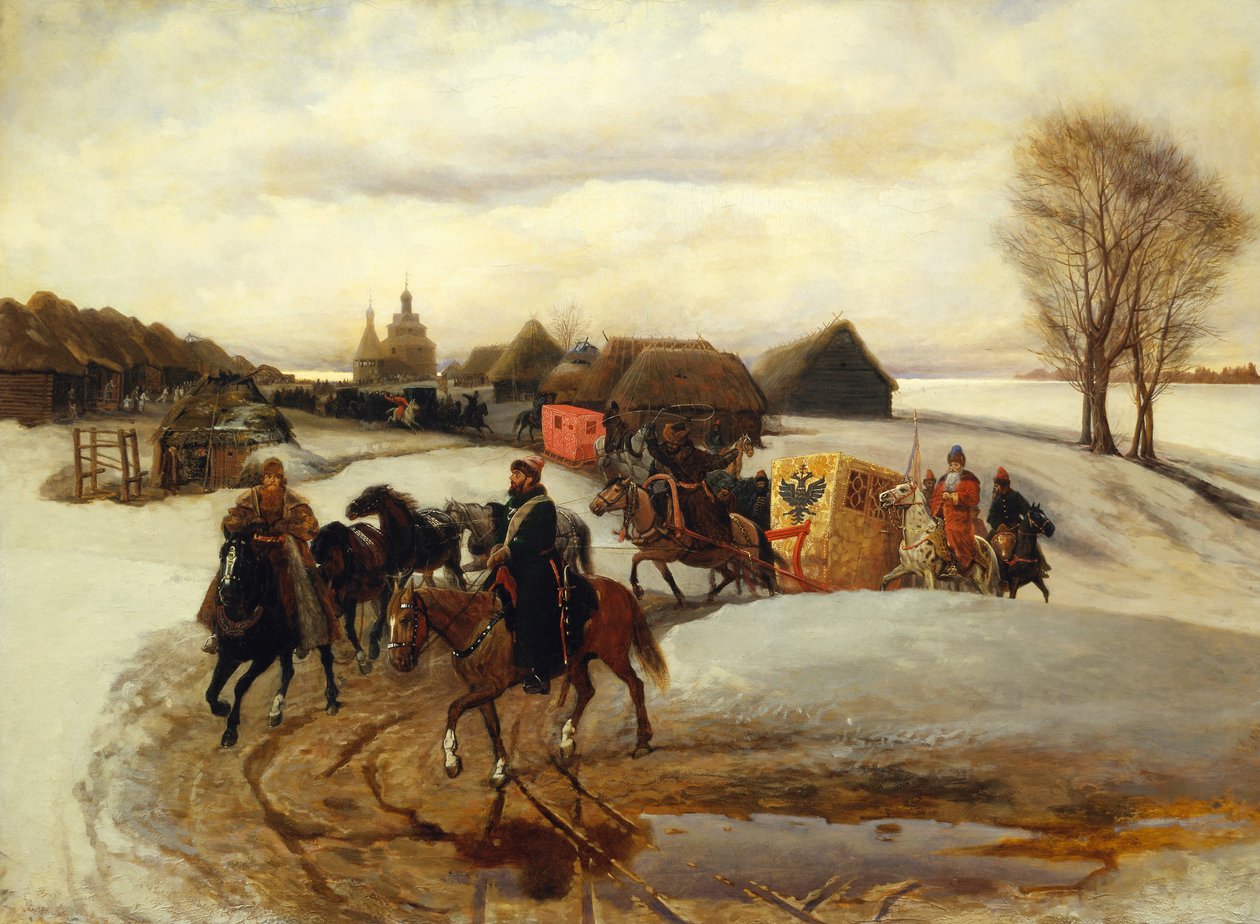 De Lente Pelgrimstocht van de Tsarina, onder Tsaar Aleksej Michailovitsj door Vyacheslav Schvarts