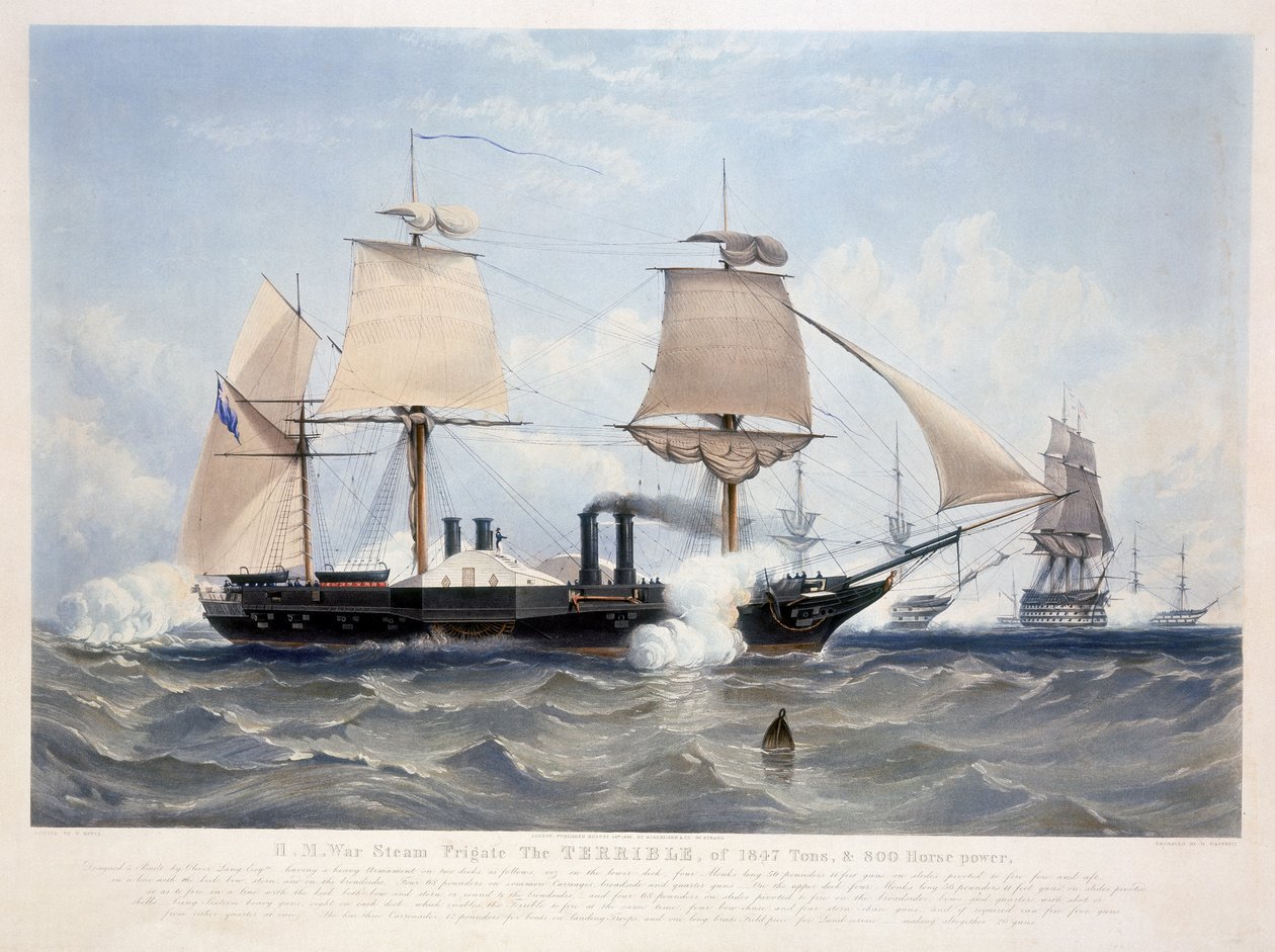 HMS Terrible, gegraveerd door Henry Papprill, 1845 door W. after Knell