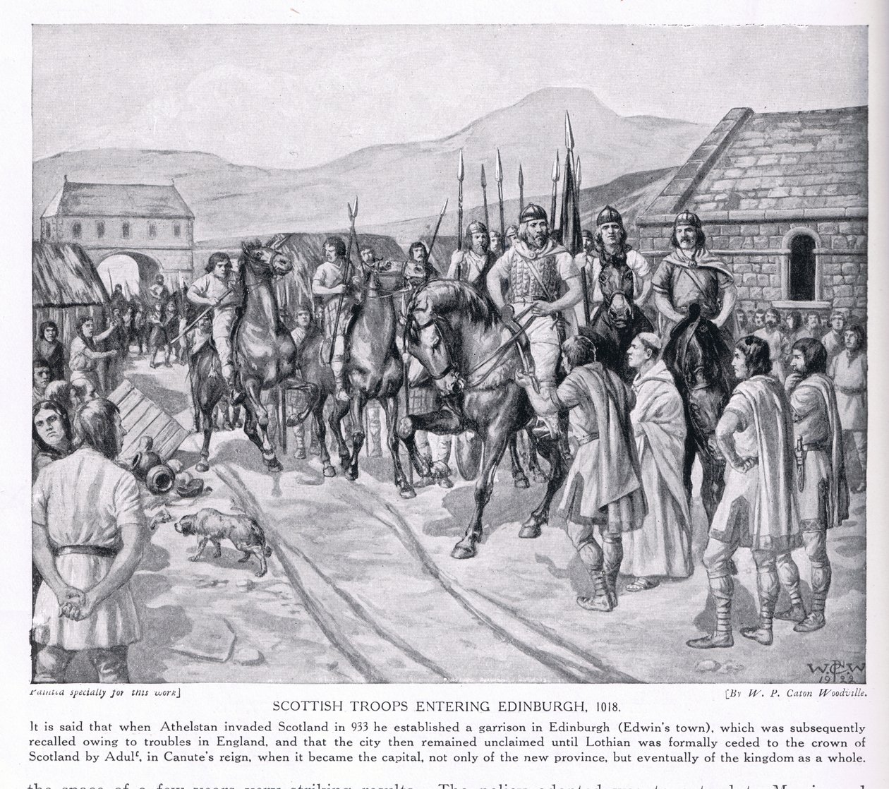 Schotse troepen betreden Edinburgh AD1018, 1920