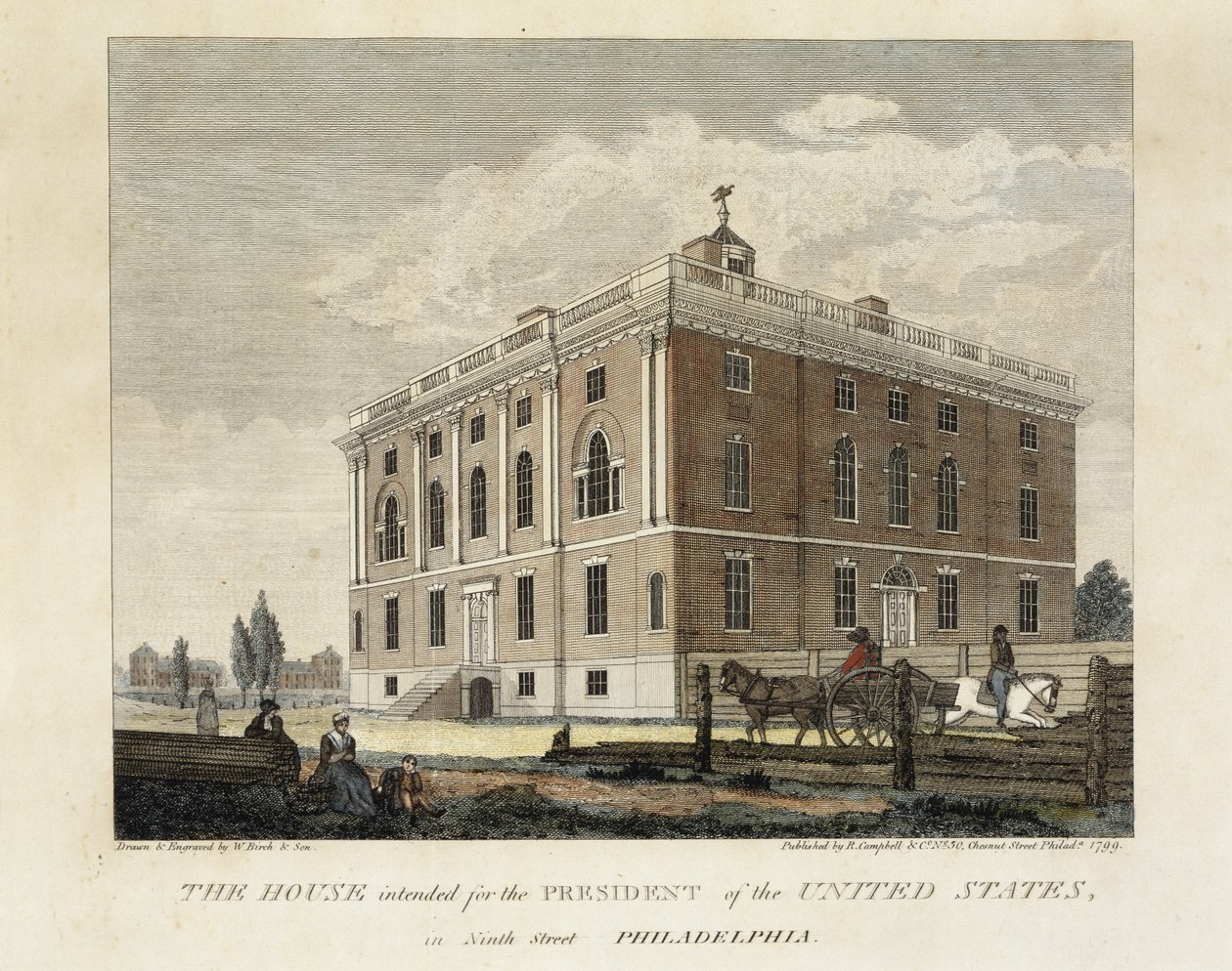 Het Huis Bestemd voor de President van de Verenigde Staten in Ninth Street Philadelphia door W. Birch and Son