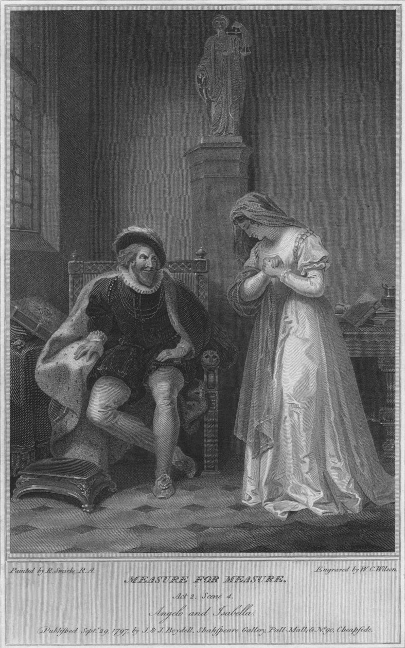 Maat voor Maat. Act 2. Scene 4. Angelo en Isabella, 1797 door W. C. Wilson