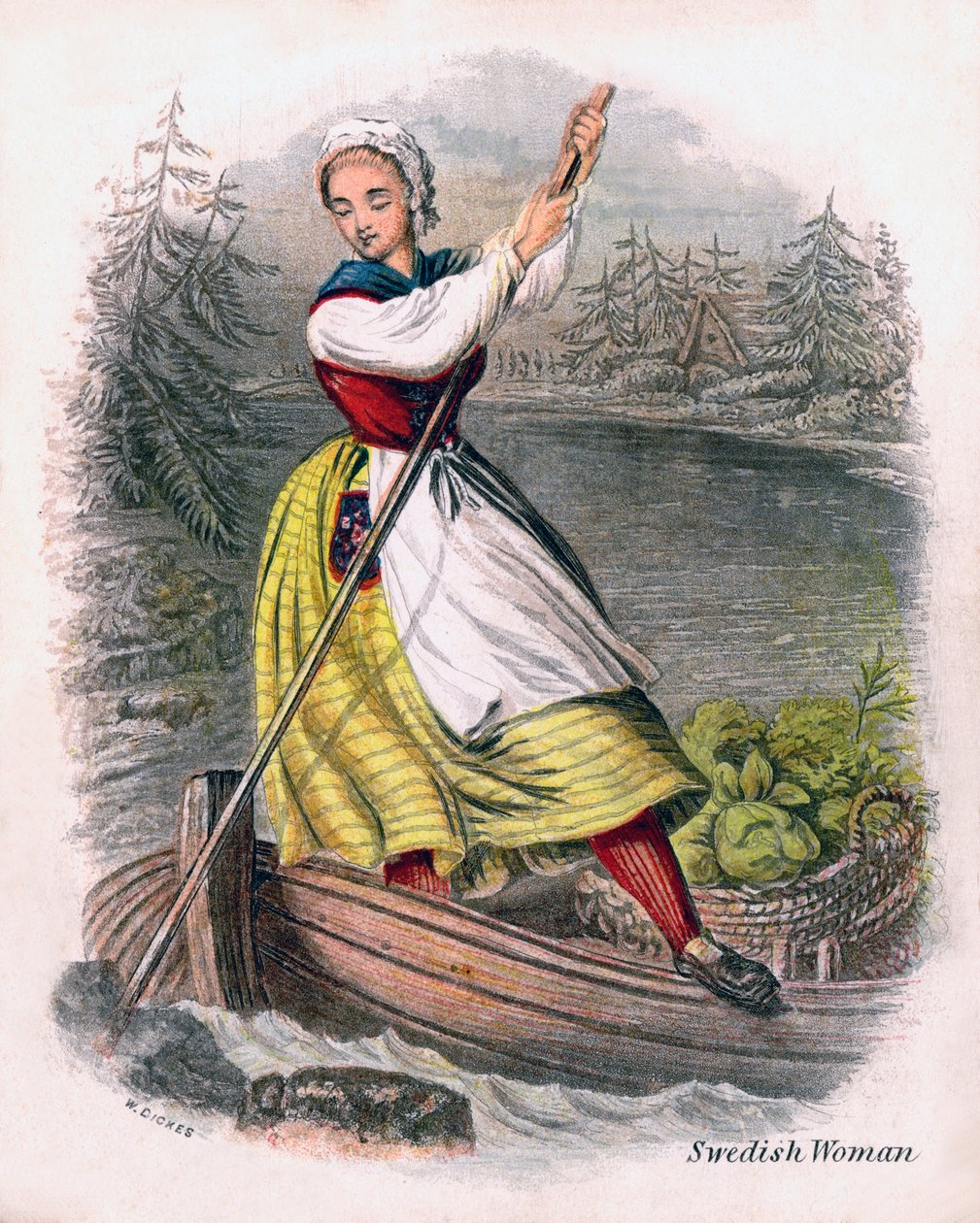 Zweedse vrouw roeit, 1809 door W. Dickes