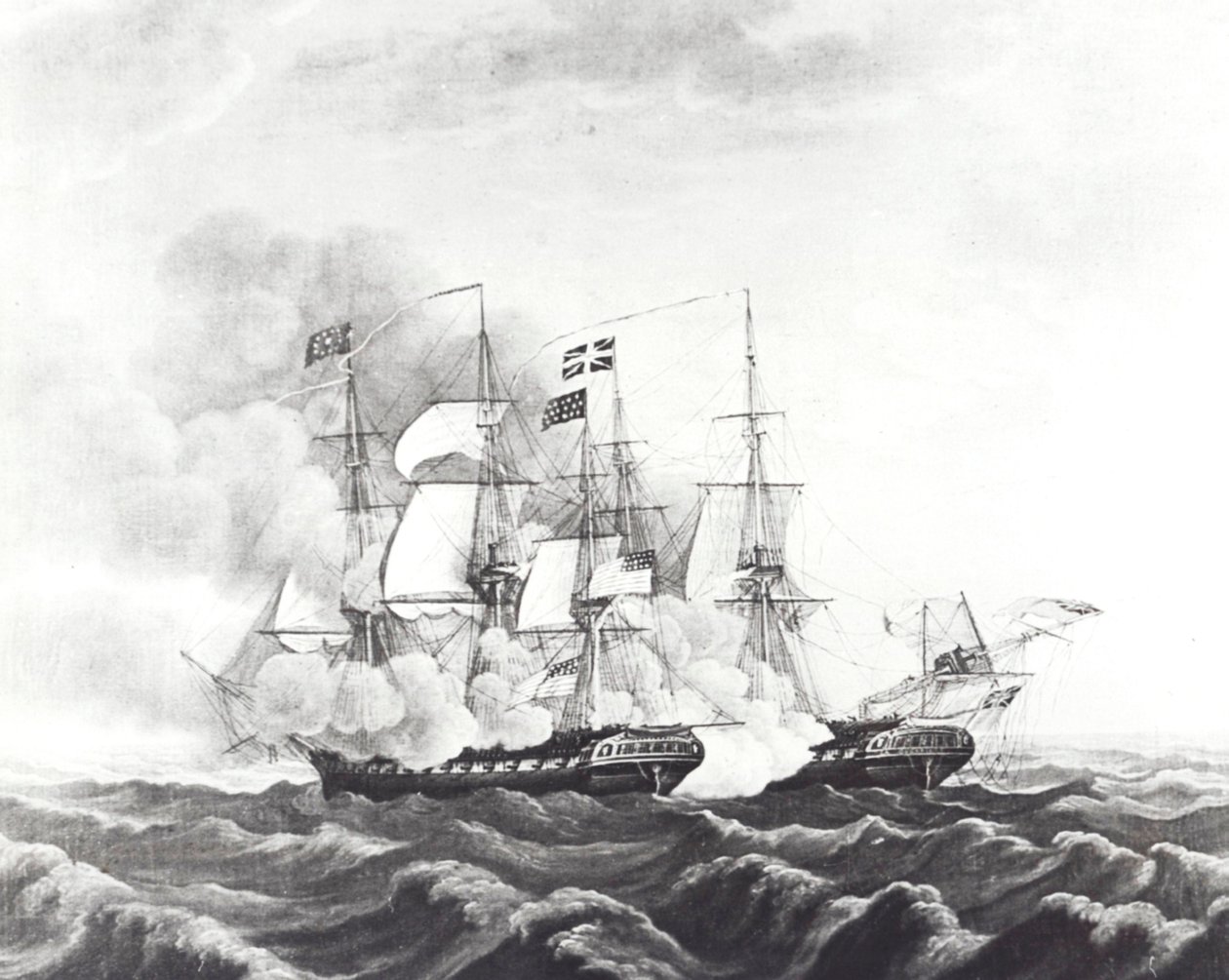 USS Constitution en HMS Guerriere door John Ward Dunsmore