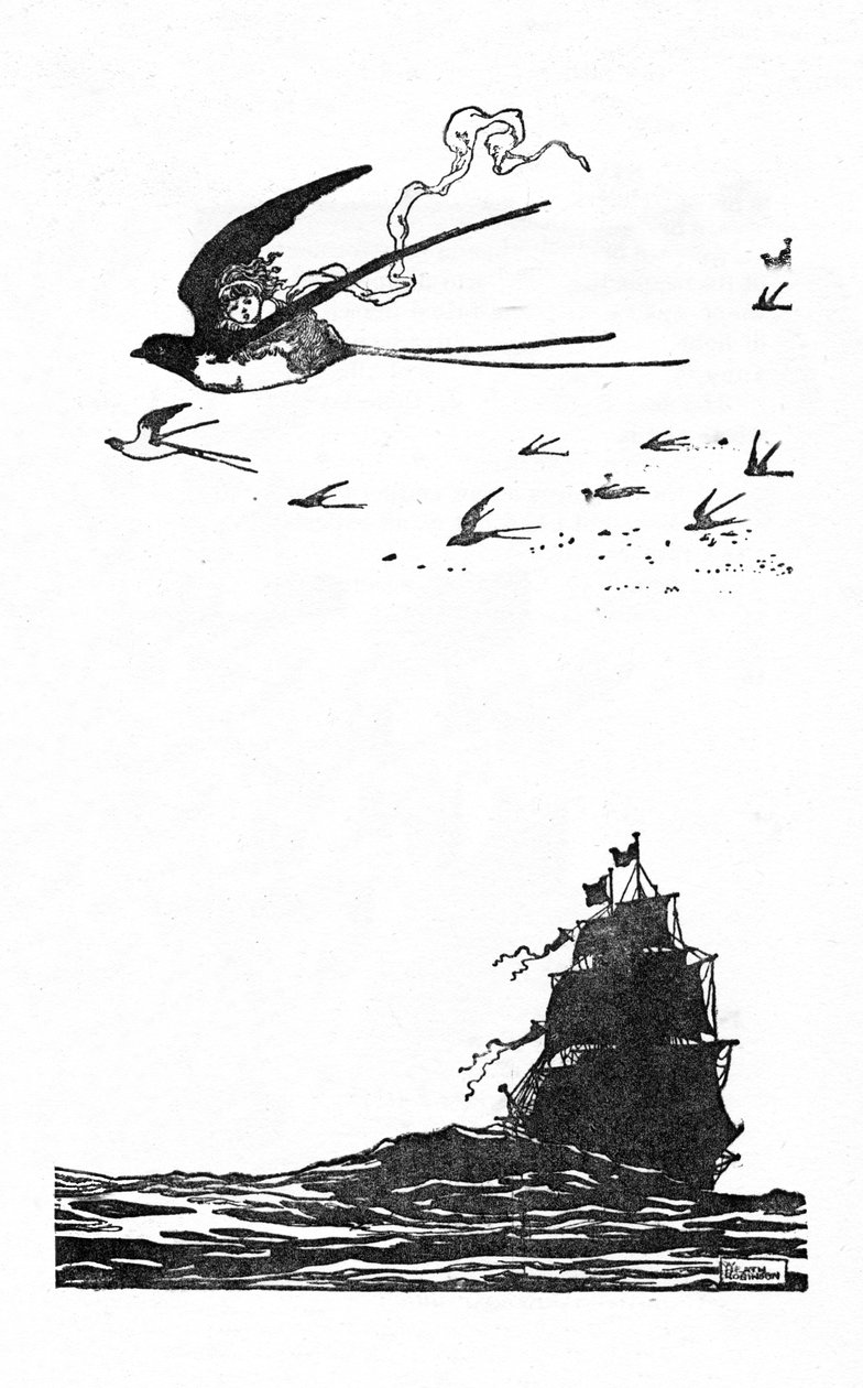 De zwaluw vloog hoog de lucht in, ca. 1930 door William Heath Robinson