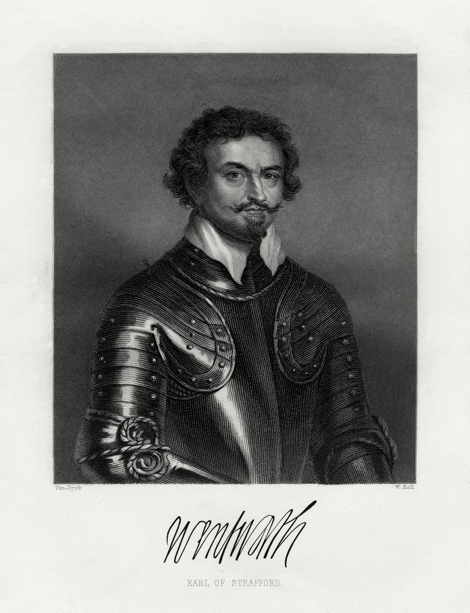 Thomas Wentworth, 1e Graaf van Strafford 1593-1641, 19e eeuw door W. Holl