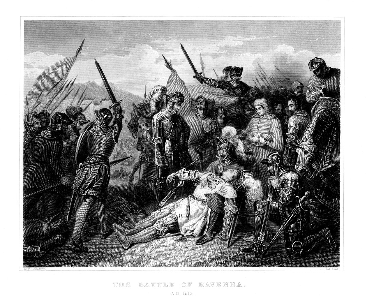 De Slag bij Ravenna, 11 april 1512, 1875 door W. Hulland
