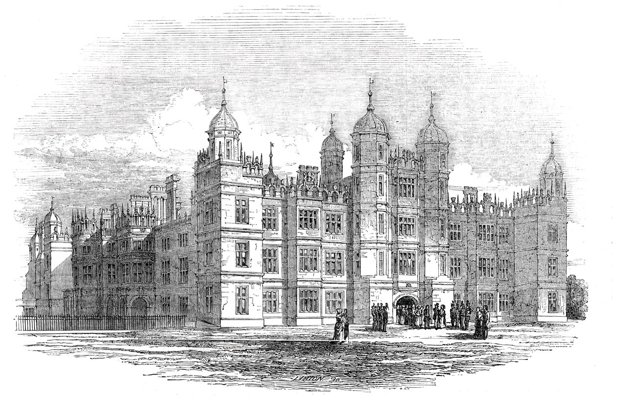 Burghley House - noordzijde, 1844 door W. J. Linton