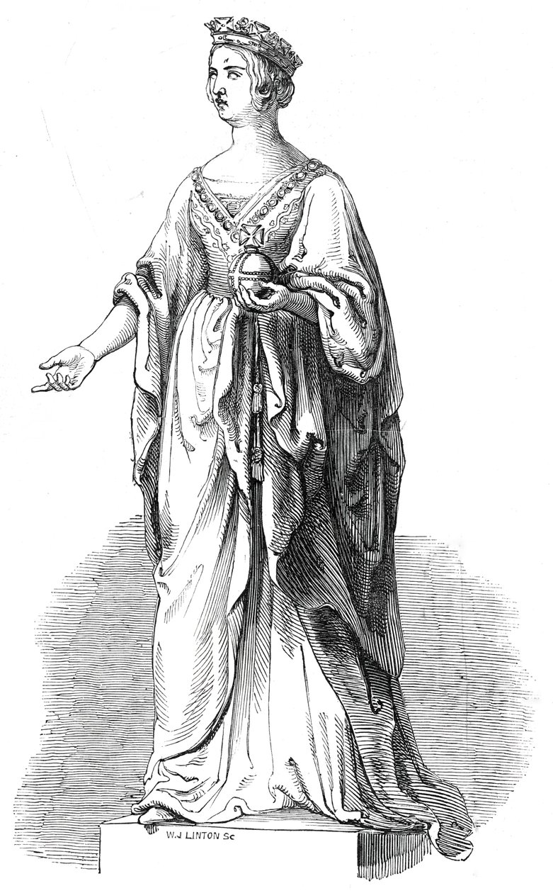 Marmeren standbeeld van Hare Majesteit in de Royal Exchange door W. J. Linton