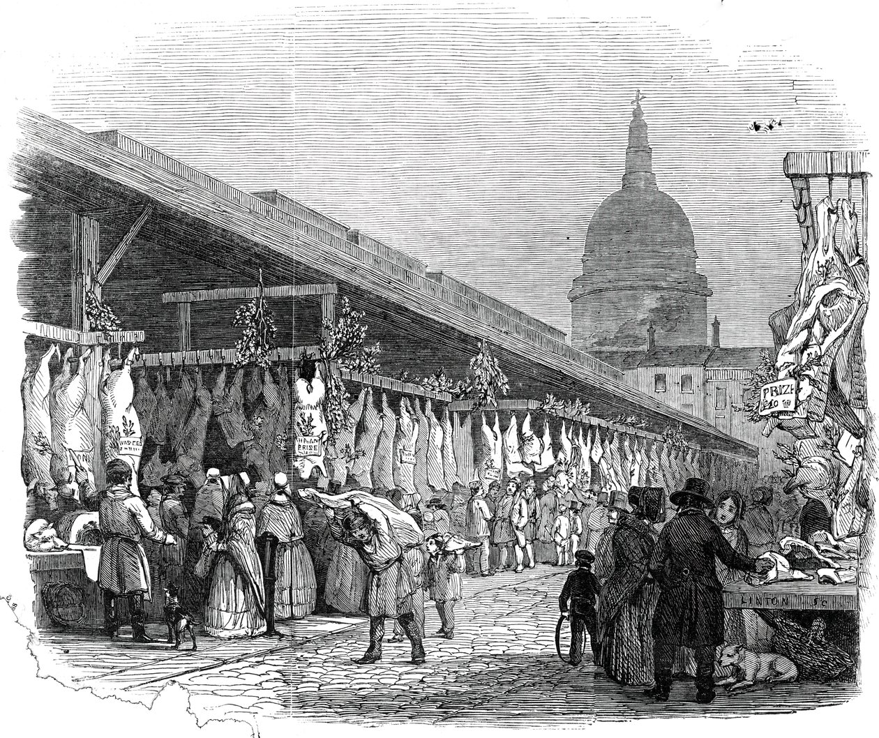 Newgate Markt, op Kerstavond door W. J. Linton