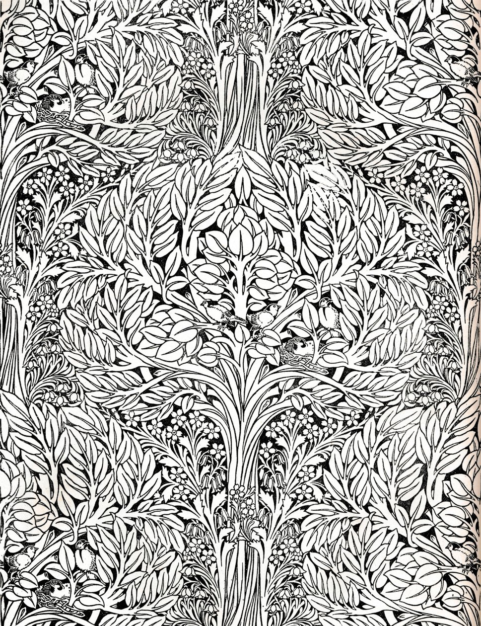 Behang, gedrukt in distemper kleur. Ontworpen door H. Wilson, 1893 door W Jackson