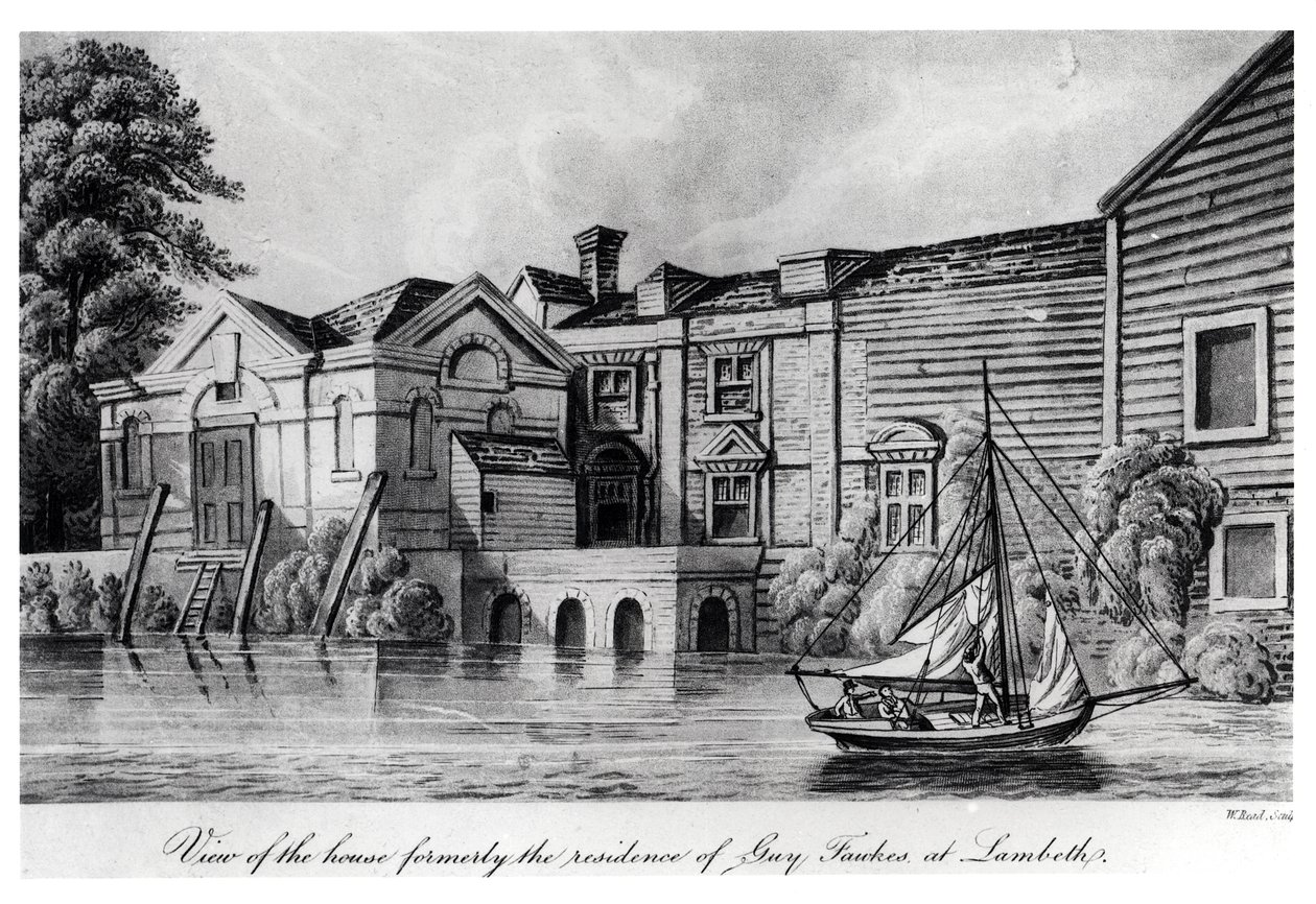 Uitzicht op het Huis dat voorheen de Residentie was van Guy Fawkes in Lambeth, ca. 1850 door W. Read